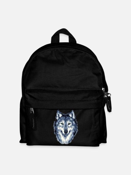 WOLF HEAD - Wildes Herz bis ins Detail - Kinder Rucksack - Schwarz