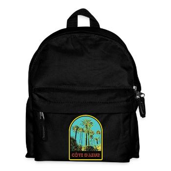 llustration emblematische Palmen, Còte d'Azur - Kinder Rucksack - Schwarz - Vorne