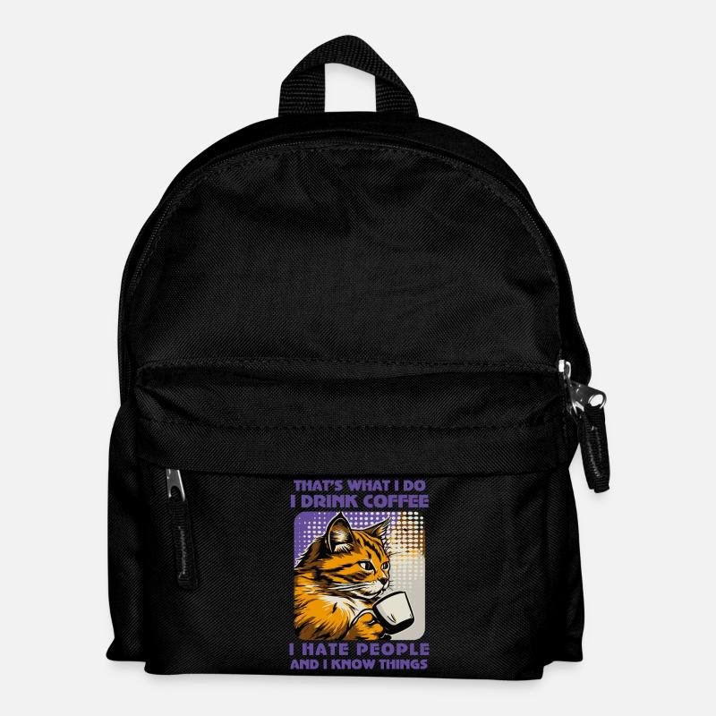 Koffeinbetriebener Katzenliebhaber - Kinder Rucksack - Schwarz