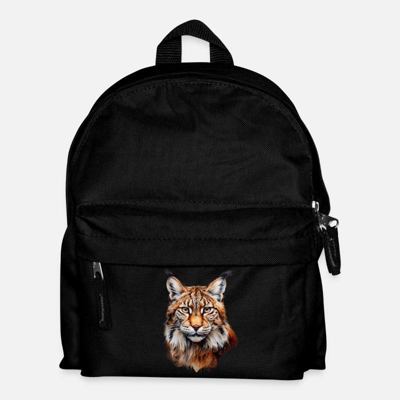 Luchs Portrait – Wildtier Design - Kinder Rucksack - Schwarz