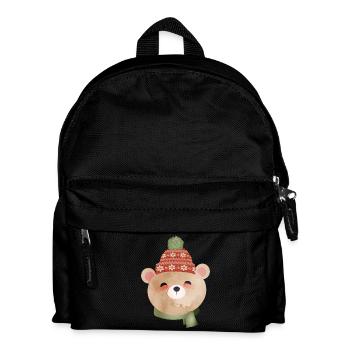 cute bear with bobble hat and scarf in winter - Kids' Backpack - black - Front