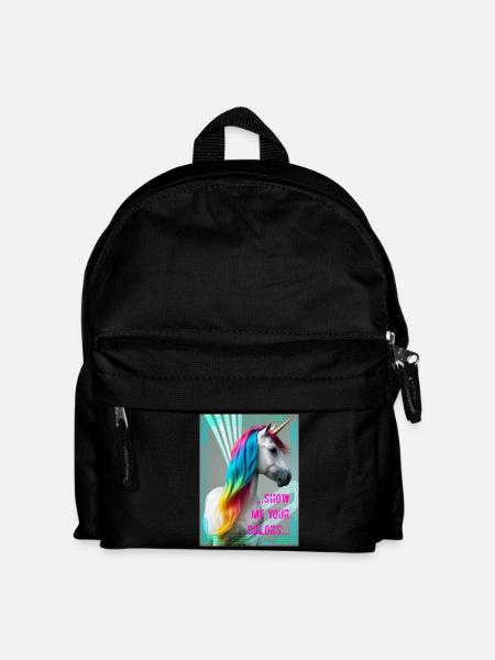 Regenbogeneinhorn - Kinder Rucksack - Schwarz