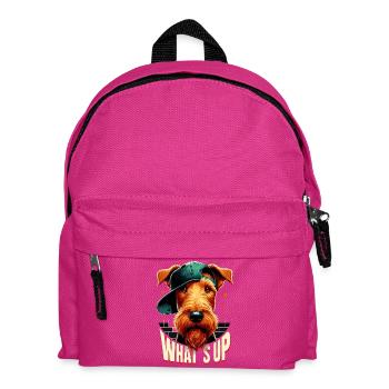 Irish Terrier Was geht ab Gangsta Hund Geschenk - Kinder Rucksack - Fuchsia - Vorne