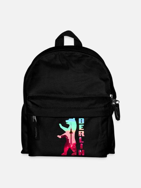 Berliner Bär gefüllt mit Skyline Fernsehturm - Kinder Rucksack - Schwarz