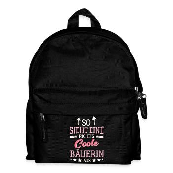 So sieht eine richtig coole Bäuerin aus Landwirtin - Kinder Rucksack - Schwarz - Vorne