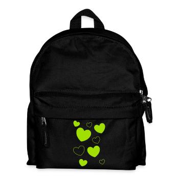 Herz grün grünes Herz Muster grün Herzmuster  - Kinder Rucksack - Schwarz - Vorne