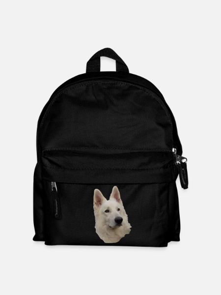 weisser Schäferhund Kopf - Kinder Rucksack - Schwarz