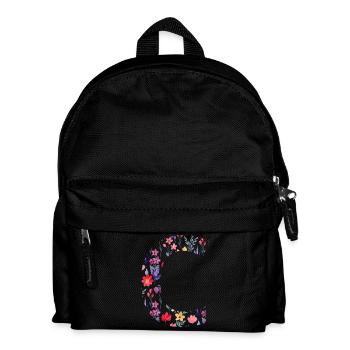 Personalisierter Blumenbuchstabe c - Geschenkidee - Kinder Rucksack - Schwarz - Vorne