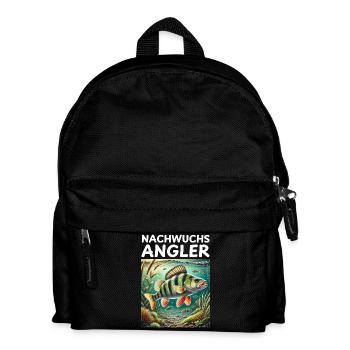 Nachwuchs Angler - Flussbarsch Motiv - Kinder Rucksack - Schwarz - Vorne