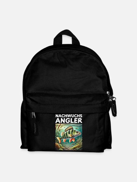 Nachwuchs Angler - Flussbarsch Motiv - Kinder Rucksack - Schwarz