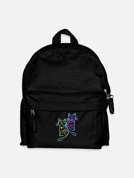 Frühling Sommer Katzen Katze Schmetterlinge - Kinder Rucksack - Schwarz