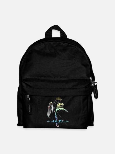 WK Palme Frau Kitesurferin - Kinder Rucksack - Schwarz