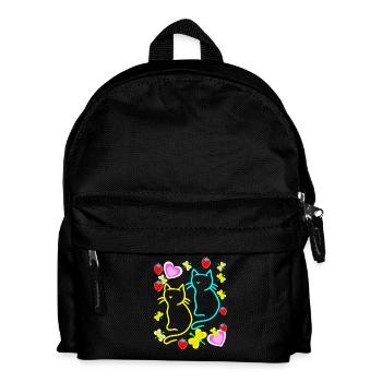Kinder Kind Kleinkinder Sommer Retro Katzen 80er - Kinder Rucksack - Schwarz - Vorne