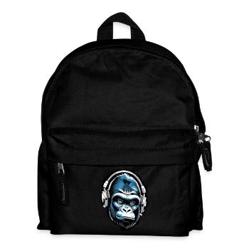 Musik Affe Gorilla mit Kopfhoerer als Geschenkidee - Kinder Rucksack - Schwarz - Vorne