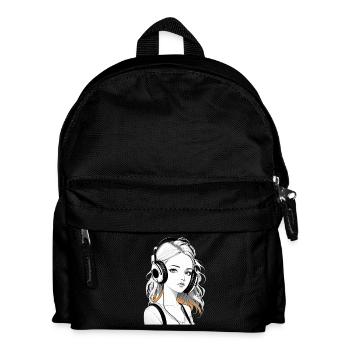 Musik Frau Mädchen Kopfhoerer Rave Geschenkidee - Kinder Rucksack - Schwarz - Vorne