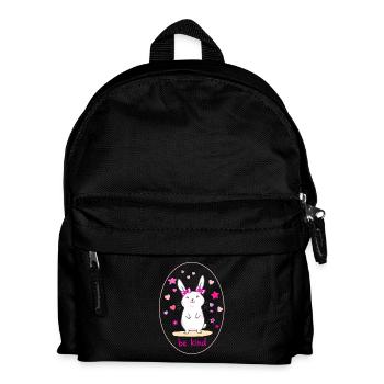 Süßer Hase mit rosa Schleifen – Be Kind - Kinder Rucksack - Schwarz - Vorne