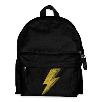 Dynamischer Blitz in Gold 3D - Kinder Rucksack - Schwarz - Vorne