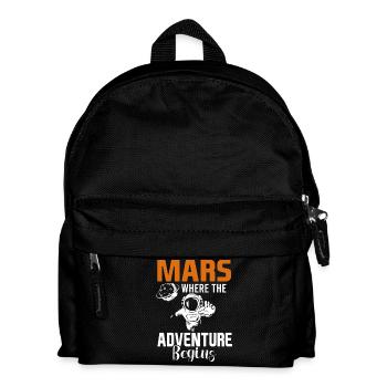 Mars Planet Weltraum Vintage Rakete	 - Kinder Rucksack - Schwarz - Vorne