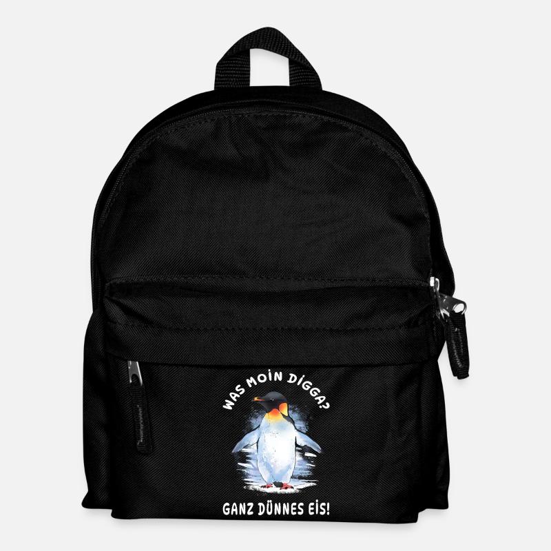 Kaiserpinguin - Was Moin Digga? Ganz Dünnes Eis  - Kinder Rucksack - Schwarz
