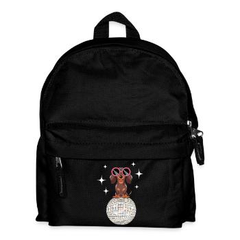 Teckel boule disco des années 80 Rétro Drôle - Sac à dos Enfant - noir - Devant
