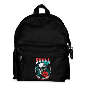 Totenkopf Totenschädel Rose Blume Schmetterling - Kinder Rucksack - Schwarz - Vorne