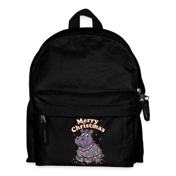 Afrika Weihnachten Zoo Nilpferd Merry Christmas - Kinder Rucksack - Schwarz - Vorne