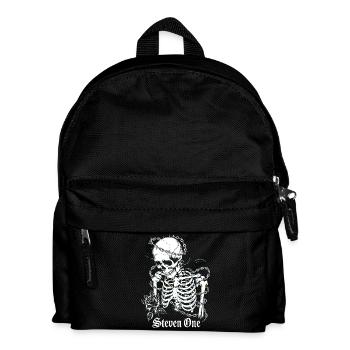 Skelett mit Kette und Blume - Kinder Rucksack - Schwarz - Vorne