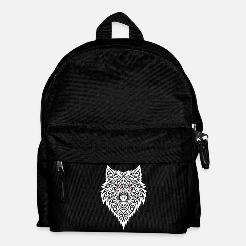 Geprägter Wolfkopf mit Tribal-Muster - Kinder Rucksack - Schwarz