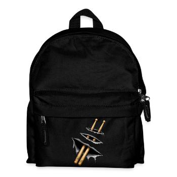 Drumsticks Design – Schlagzeuger & Musiker Motiv - Kinder Rucksack - Schwarz - Vorne