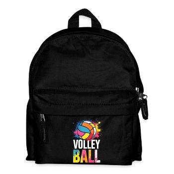 Volleyball Bunt Farbkleckse Sport Mannschaft - Kinder Rucksack - Schwarz - Vorne
