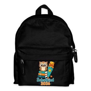 Schulkind 2026 Eule Einschulung - Kinder Rucksack - Schwarz - Vorne