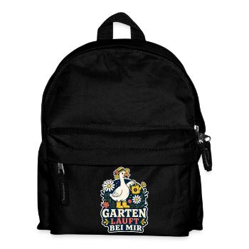 Garten läuft bei mir – Garten-Gans - Kinder Rucksack - Schwarz - Vorne