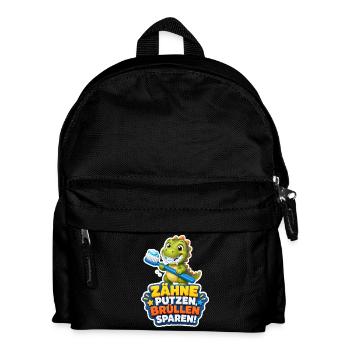 Dino Zähne putzen Brüllen sparen Spruch Kinder - Kinder Rucksack - Schwarz - Vorne