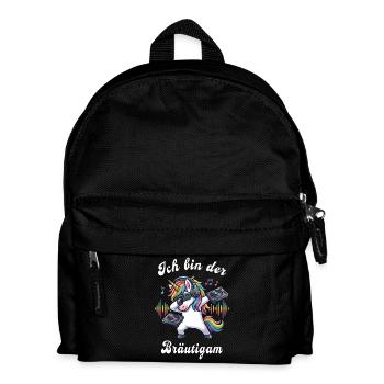 Ich bin der Bräutigam – Einhorn JGA DJ weiss - Kinder Rucksack - Schwarz - Vorne