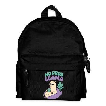 No Prob Llama – Entspanntes Lama mit Kaffee - Kinder Rucksack - Schwarz - Vorne