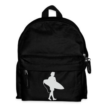 Surfer Silhouette am Surfbrett - Kinder Rucksack - Schwarz - Vorne