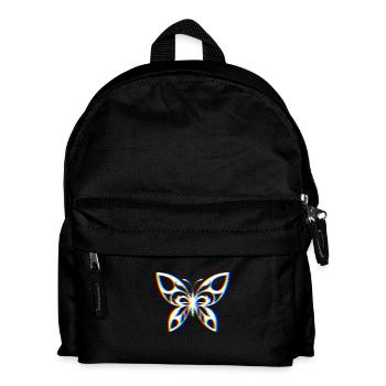 EDM Trikolor - Schmetterling - Glitch - Rave style - Kinder Rucksack - Schwarz - Vorne