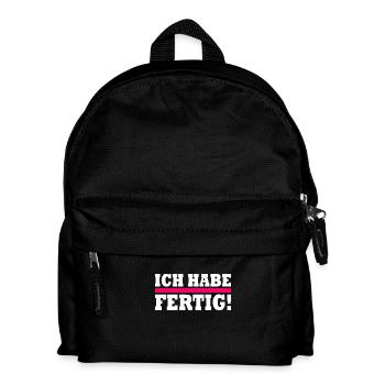 Ich habe fertig - Kinder Rucksack - Schwarz - Vorne