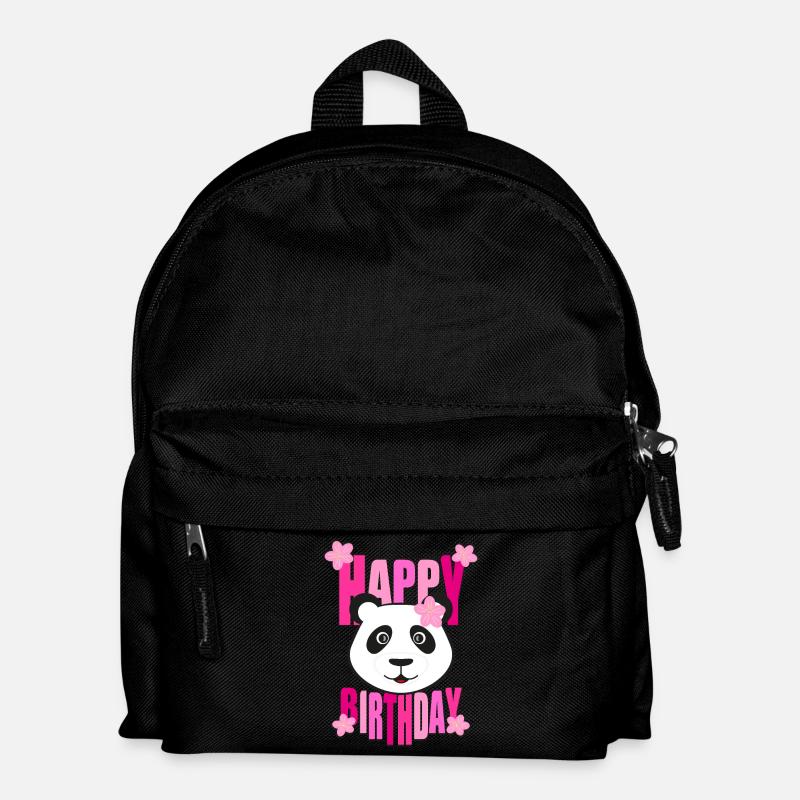 Happy Birthday mit Panda in pink. - Kinder Rucksack - Schwarz