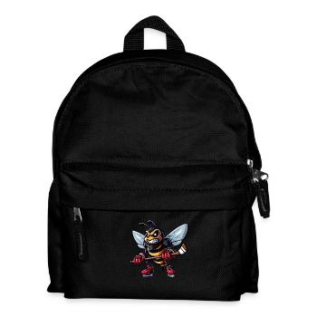 Biene Wespe Hornisse Hockey Hockeyspieler Design - Kinder Rucksack - Schwarz - Vorne