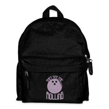 Bowling Kegeln Kegler Spruch lustig - Kinder Rucksack - Schwarz - Vorne