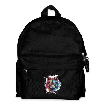 Wolf Animal Pop Art Head - Kids' Backpack - black - Front