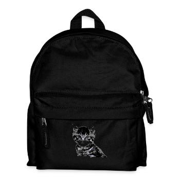 Katze Cat Katzengesicht - Kinder Rucksack - Schwarz - Vorne