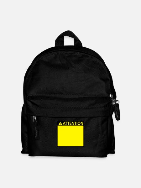 Attention Sign (2 colour) - Kids' Backpack - black