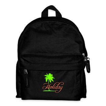 Holiday Palme Text Spruch Urlaub Erholen Reisen - Kinder Rucksack - Schwarz - Vorne