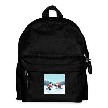 Eisbären spielen Eishockey - Cartoon Winter - Kinder Rucksack - Schwarz - Vorne