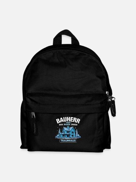 BAUHERR 2025 WIR BAUEN UNSER TRAUMHAUS - Kinder Rucksack - Schwarz