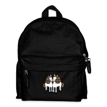 2 Horses Man Woman Lovers Friends Love Team - Kids' Backpack - black - Front