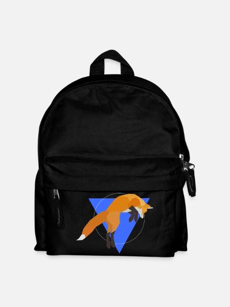 Geometric Fox Jumping - Kinder Rucksack - Schwarz