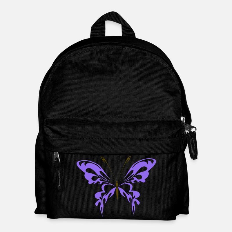 purple butterfly with dark brown bulbs - Kids' Backpack - black